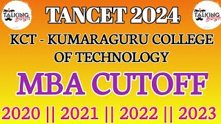 TANCET 2024  KUMARAGURU CLG OF TECHNOLOGY  MBA CUTOFF 2020 2021 2022 2023  talkingtamila [upl. by Nylsaj]