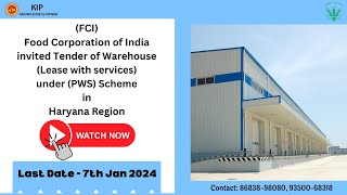 FCI Tender in Haryana  Warehouse  Renting of Godown subsidy warehouse [upl. by Rehc]