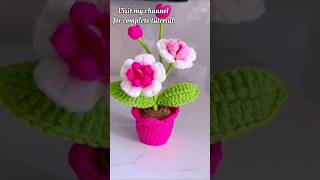 Crochet mini flower pot tutorial for beginners crochet shorts [upl. by Drofhsa492]