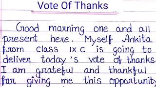 Vote Of Thanks  Vote Of Thanks For School Assembly  Vote Of Thanks Speech In English [upl. by Sclar]