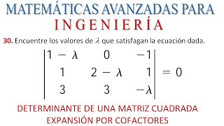 DETERMINANTE de una matriz de orden 3 mediante la EXPANSIÓN POR COFACTORES MAPI Zill 7430 👀😺👍 [upl. by Nylatsirhc]