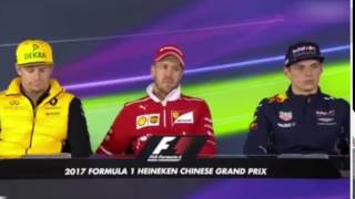 F1 2017 Vettel says Bwoah China Press conference Part 2 [upl. by Ehsrop]