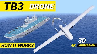 TB3 Bayraktar drone Turkey  How it works drones tb3 aircraftcarrier [upl. by Koerner]