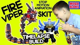 Skylanders MEGA Bloks Fire Viper Attack Timelapse Build amp Skit Stop Motion Animation Color Change [upl. by Ahseral]