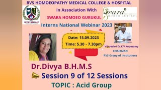 Acid remedies in Homeopathy I Dr Divya I RVS Homeo College Coimbatore [upl. by Joacima186]