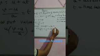 Derivation 3rd Equation of Motionphysics viralshorts VedatvaAcademy [upl. by Nagoh942]