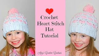 Heart Stitch Beanie Hat DIY Crochet Beanie [upl. by Barabas]