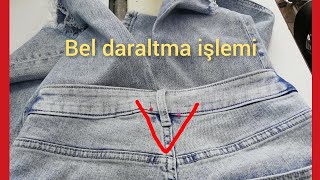 KOT PANTOLON BELİ NASIL DARALIR NASIL YAPILIRdenim size reduction GİYSİ TADİLATI [upl. by Pavyer249]