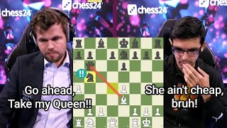 Magnus sacrificed his Queen agaist Anish  Round 0605  Meltwater Champions Chess Tour Finals 2021 [upl. by Corliss168]