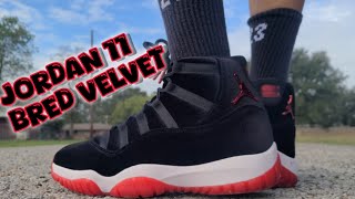 Wmns Air Jordan 11 Bred Velvet REVIEW [upl. by Edgard]