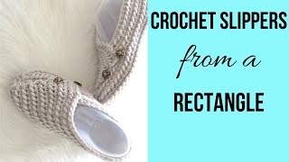 Easy Crochet Slippers from a Rectangle [upl. by Atlas]