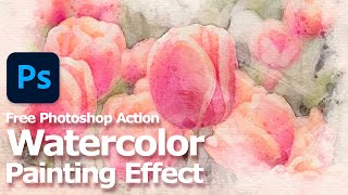 Photoshop Watercolor Effect Tutorial with free download action [upl. by Arymat]