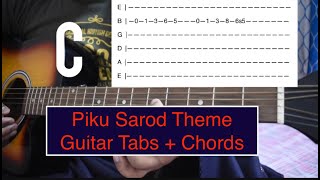 Piku Sarod Theme Guitar Tutorial  Guitar Tabs amp Chords [upl. by Ailedo727]