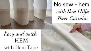 No sew Hem Ikea Hilja sheer curtains  Easy  quick affordable way to hem without sewing machine [upl. by Louth]