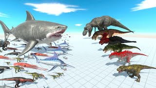 Tyrannosaurus Rex Evolving Into Dark TRex VS Megalodon and Aquatics  Dinosaurs Best Fight [upl. by Kevon]