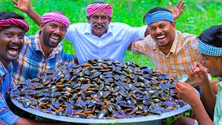 50 KG MUSSELS  River Mussels Fry Recipe Cooking amp Eating In Village  Rare Healthy Recipe [upl. by Glass]