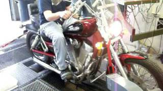 dyno run  1998 Suzuki Intruder vs 1400 vance and hines slipon drag pipes [upl. by Yalonda]