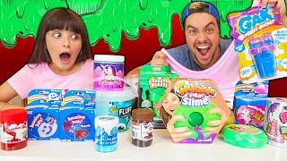 TESTANDO SLIMES DIFERENTES DE TODOS OS TIPOS SLIME DE KETCHUP CHOCOLATE PUM E GELO [upl. by Namhar]