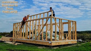 Wooden frame house frame construction from start to finish TIMELAPSE [upl. by Fineman]