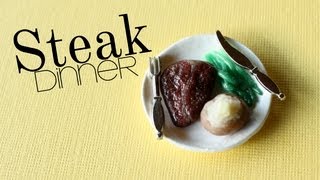 Steak Dinner  Polymer Clay Plate Meat Asparagus amp Baked Potato Tutorial [upl. by Sitarski]