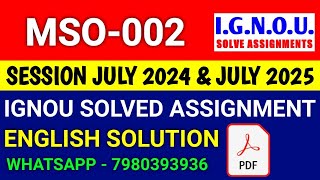 MSO 002 solved assignment 202425  MSO 002 solved assignment 2025  Ignou MSO 002 in English [upl. by Rochemont]