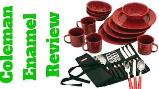 Coleman 24 Piece Enamel Dinnerware Set Review [upl. by Yelha557]