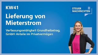 Mieterstrom Verfassungswidrigkeit Grundfreibetrag GmbHAnteile  Steuernachrichten Update 4124 [upl. by Eiramalegna]