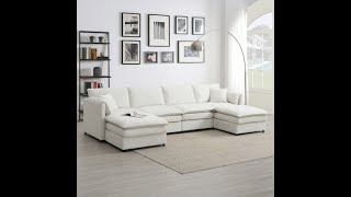 134quot  66quot Chenille Modular Sectional Sofa [upl. by Odyssey]