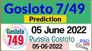 Russia Gosloto 749 Prediction Today 05062022  Gosloto 749 5 June 2022 [upl. by Hector]