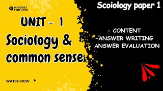 Sociology and commonsense  Sociology paper 1 Unit 1  sociology SleepyClassesIAS [upl. by Yebba]