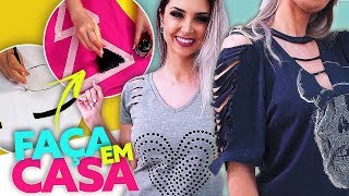 DIY CUSTOMIZANDO ROUPAS VELHAS SEM GASTAR [upl. by Nurav]