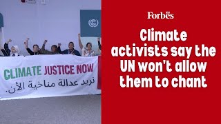 Climate activists say the US wont allow them to chant [upl. by Nelrac]