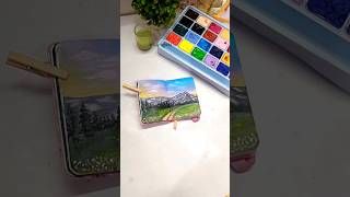 Mountain painting 🏔️🍃💗 art shorts painting beautiful relaxing viralvideo trending [upl. by Goldia]