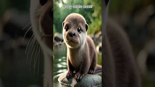 An adorable baby otter goes hunting AnimalDay magic AI [upl. by Frentz]