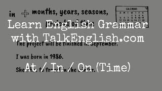 English Grammar At In On Time [upl. by Notsag556]