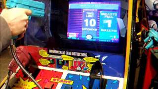 Namco Point Blank Arcade Machine in Play Gun Dance Twin Shooting Blow Back Recoil [upl. by Ursal]