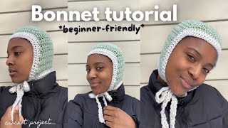 Crochet Bonnet Tutorial Beginners [upl. by Delfeena481]