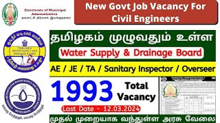 TWAD  DMA civil engineering New government job vacancy 2024 1993 post  TWAD Recruitment 2024 [upl. by Harbed330]