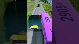 Bus vs water pit 16  carsvswaterpit beamngdrive doubleflatbedtrailertruckvsspeedbumps [upl. by Nyladam]