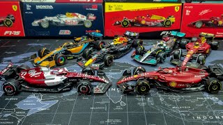 Bburago F1 143 Scale 2022 Diecast Full Collection Ferrari Mercedes REDBULL McLaren Alfa Romeo [upl. by Enoid]