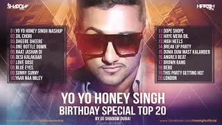 YO YO Honey Singh Birthday Special TOP 20  DJ Shadow Dubai Remixes  Audio Jukebox [upl. by Anoif254]