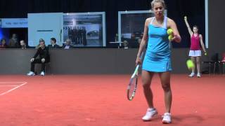 Barbora Zahlavova Strycova service  return game vs Amanmuradova  Porsche Tennis Grand Prix 2012 [upl. by Tarsus]