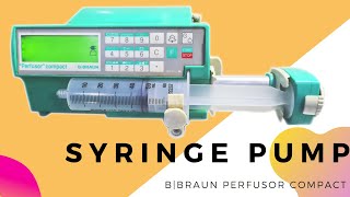 BBRAUN Syringe pump Perfusor Compact  How to use  How to install and uninstall battery  Function [upl. by Akinahc420]