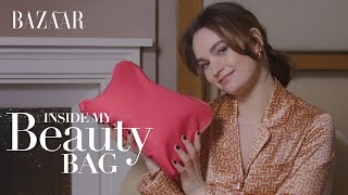 Lily James Inside my beauty bag  Bazaar UK [upl. by Etna303]