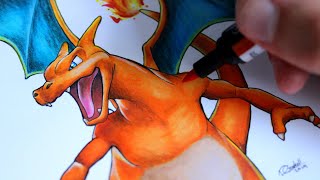 Lets Draw Charizard  Pokémon Fan Art [upl. by Bartko358]