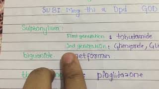 oral anti diabetic drugs classification mnemonic endocrine pharmacology [upl. by Matless]