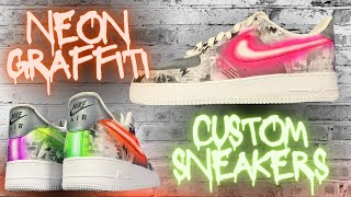 quotNeon Graffitiquot GLOWING Custom Sneakers [upl. by Naivad]