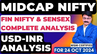 🔴MIDCAP NIFTY TOMORROW PREDICTION  24 OCTOBER THURSDAY  FINNIFTY TOMORROWUSDINR ANALYSIS [upl. by Yrocej]