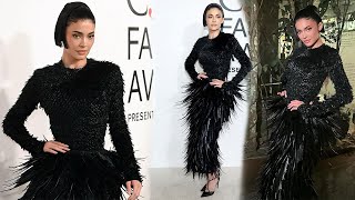 Kylie Jenner rocks her fashionforward look at 2024 CFDA Awards🖤🖤 [upl. by Ayekam]