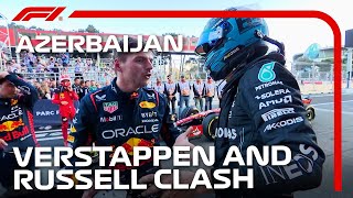 Verstappen And Russells Heated Debate  F1 Sprint  2023 Azerbaijan Grand Prix [upl. by Jedidiah]